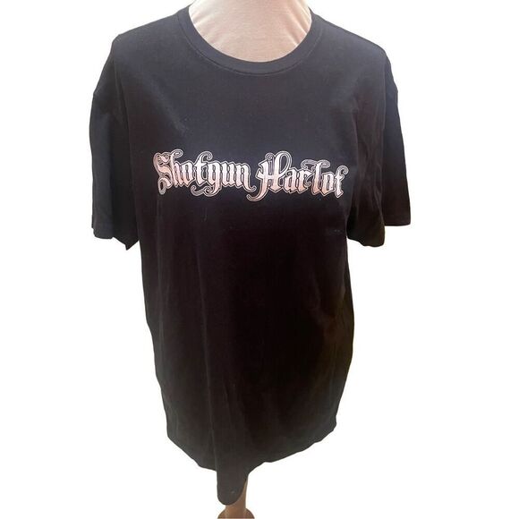 Next Level Apparel “Shotgun Harlot” Black 100% Cotton Graphic T-Shirt Size Large - Picture 8 of 10